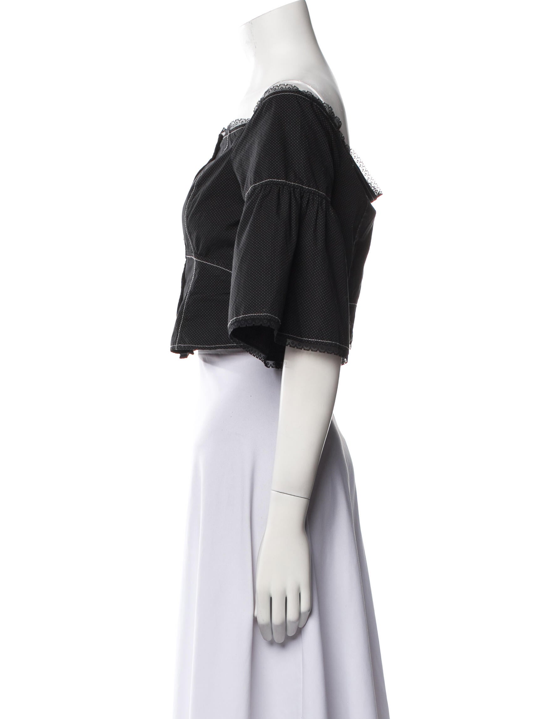 Tara Jarmon Plaid Print Off-The-Shoulder Crop Top