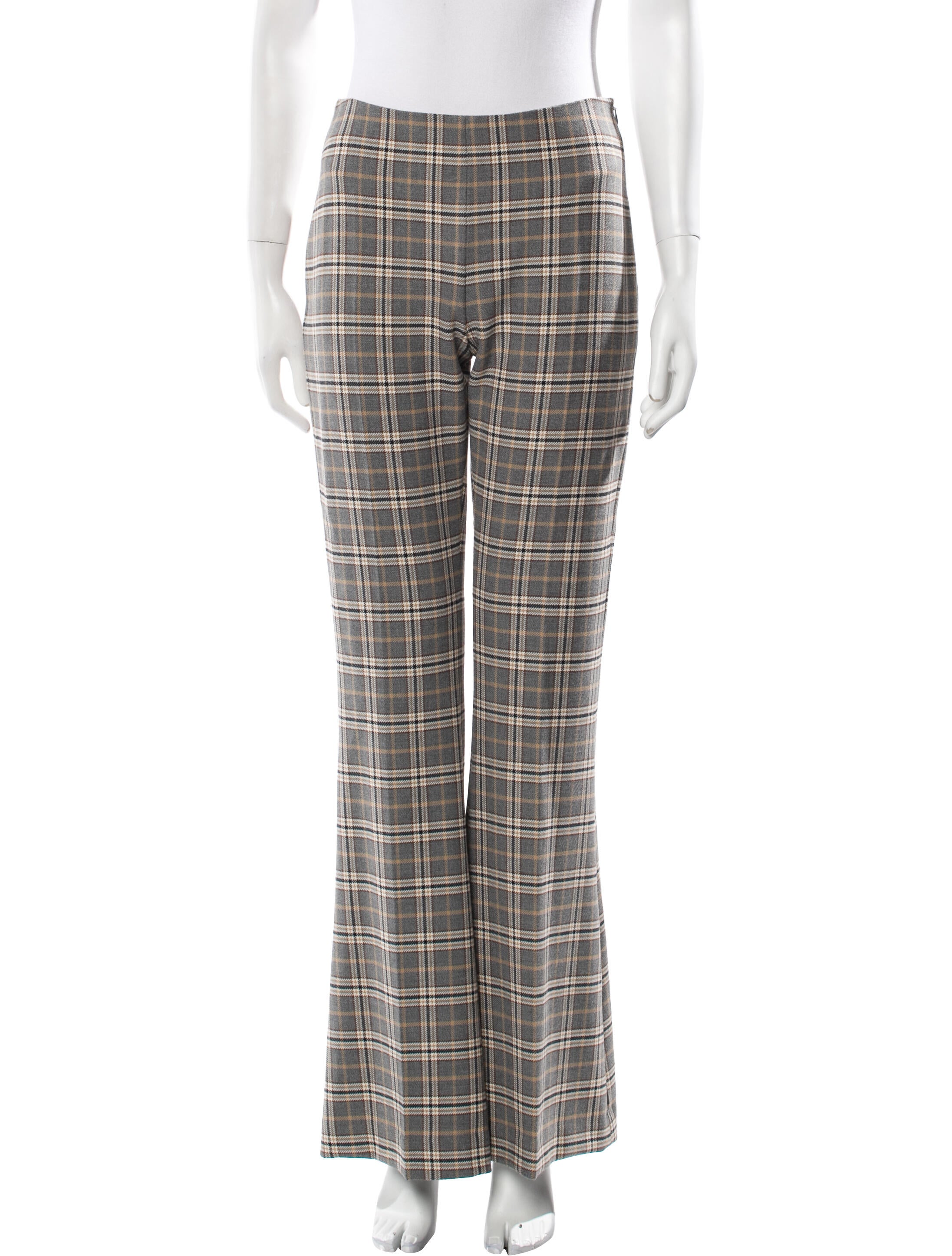 Tara Jarmon Plaid Print Wide Leg Pants w/ Tags