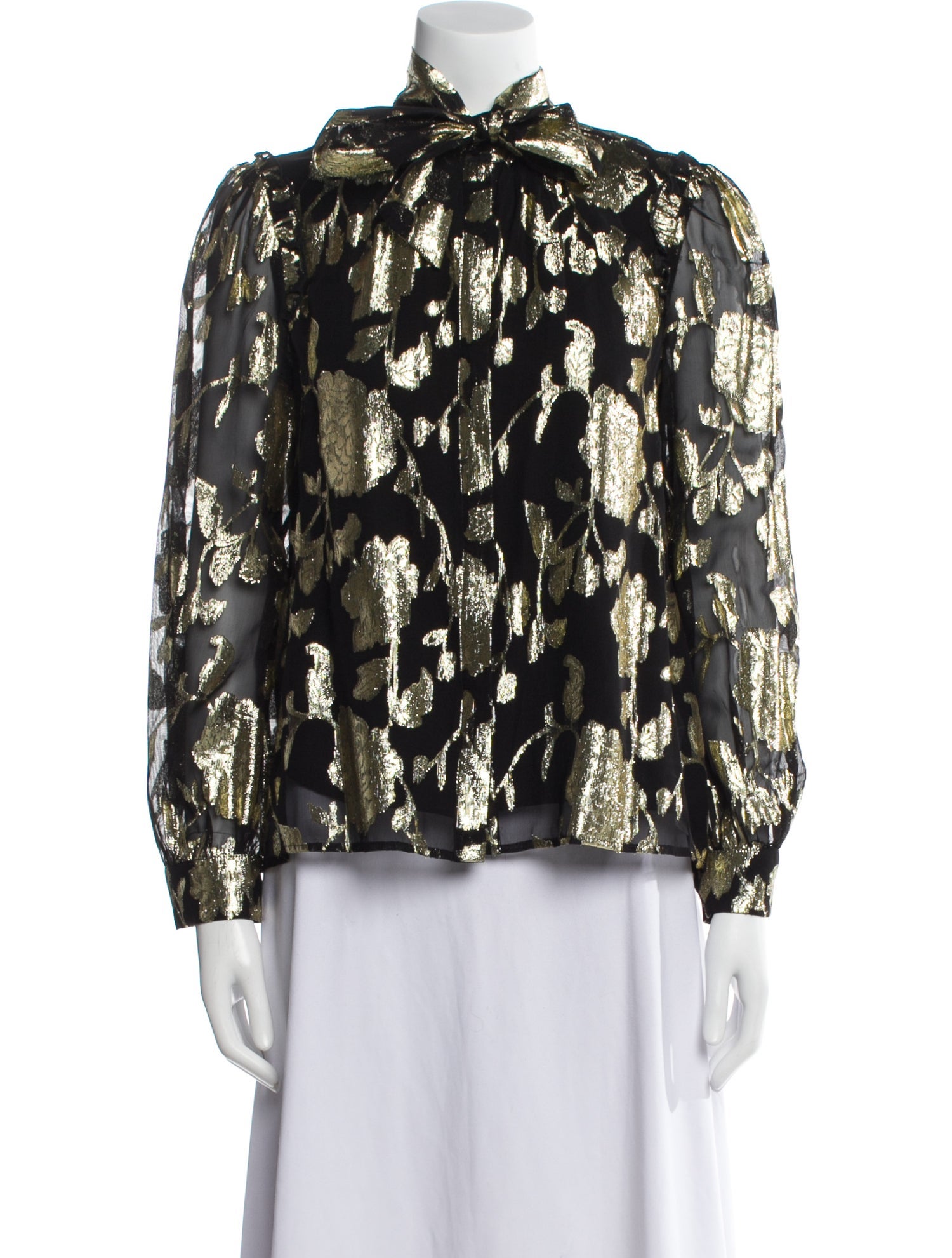 Tara Jarmon Mock Neck Long Sleeve Blouse