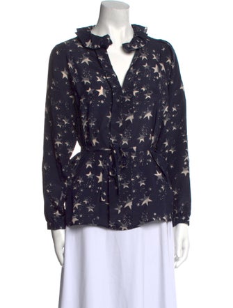 Tara Jarmon Silk Floral Print Blouse