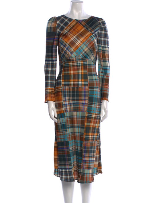 Tara Jarmon Plaid Print Midi Length Dress