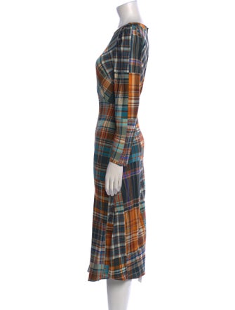 Tara Jarmon Plaid Print Midi Length Dress