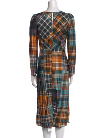 Tara Jarmon Plaid Print Midi Length Dress