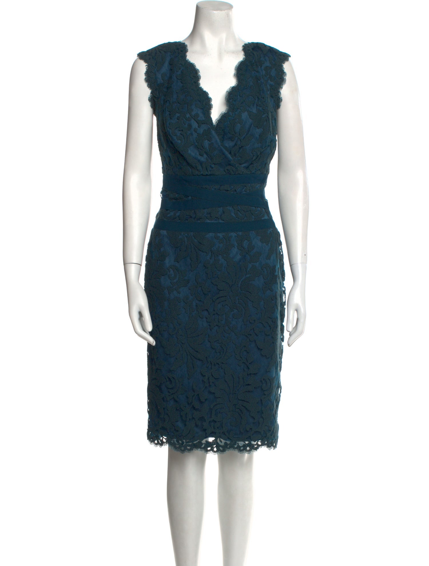 TADASHI SHOJI タダシ・ショージ　XXS Tadashi Shoji V-Neck Knee-Length Dress - Blue Dresses