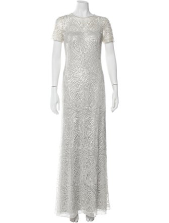 Tadashi Shoji Crew Neck Long Dress