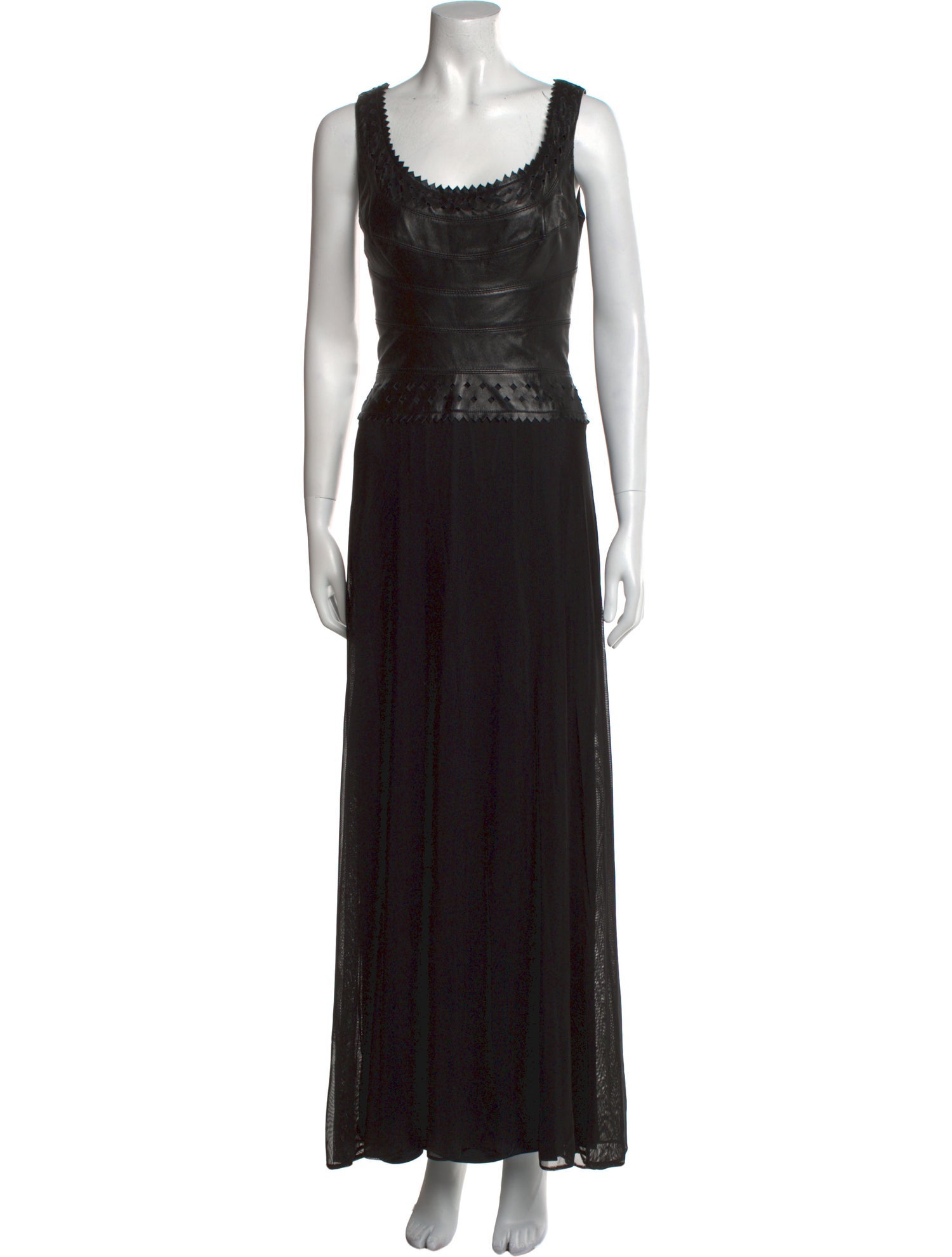 Tadashi Shoji Leather Long Dress