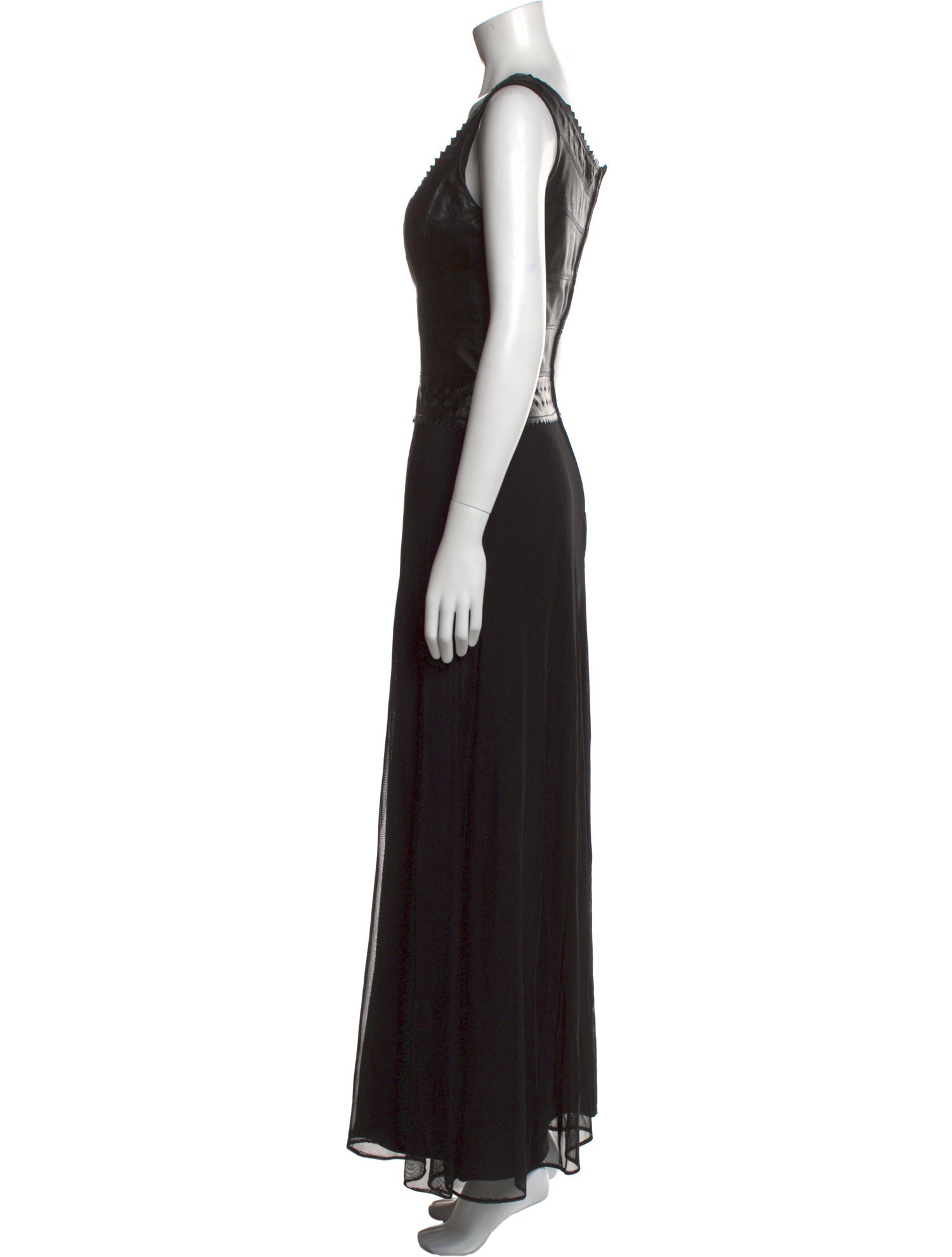 Tadashi Shoji Leather Long Dress