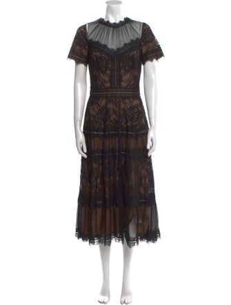 Tadashi Shoji Lace Pattern Midi Length Dress