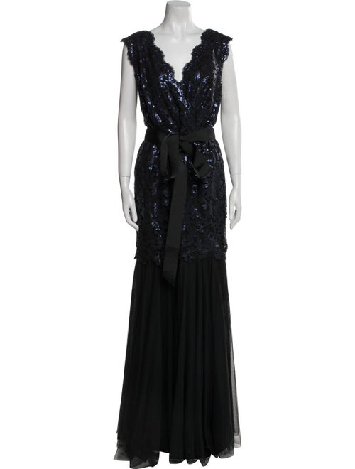 Tadashi Shoji V-Neck Long Dress