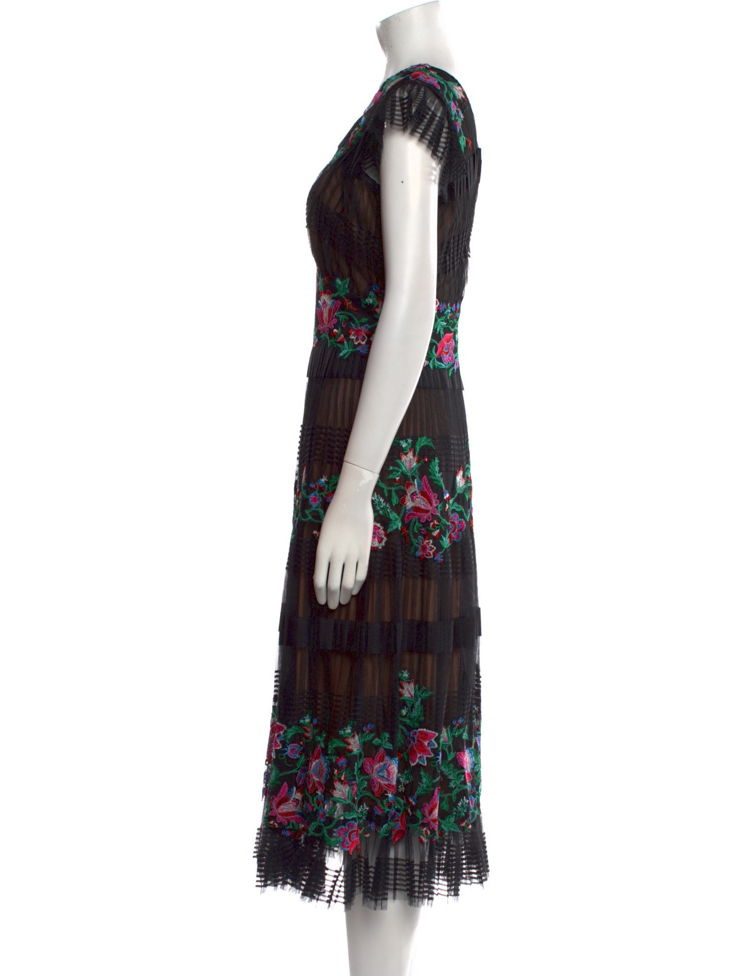 Tadashi Shoji Floral Print Midi Length Dress