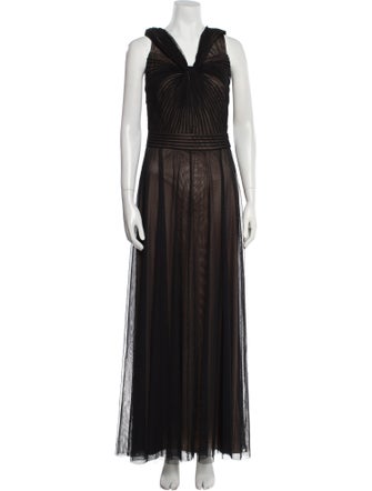 Tadashi Shoji V-Neck Long Dress