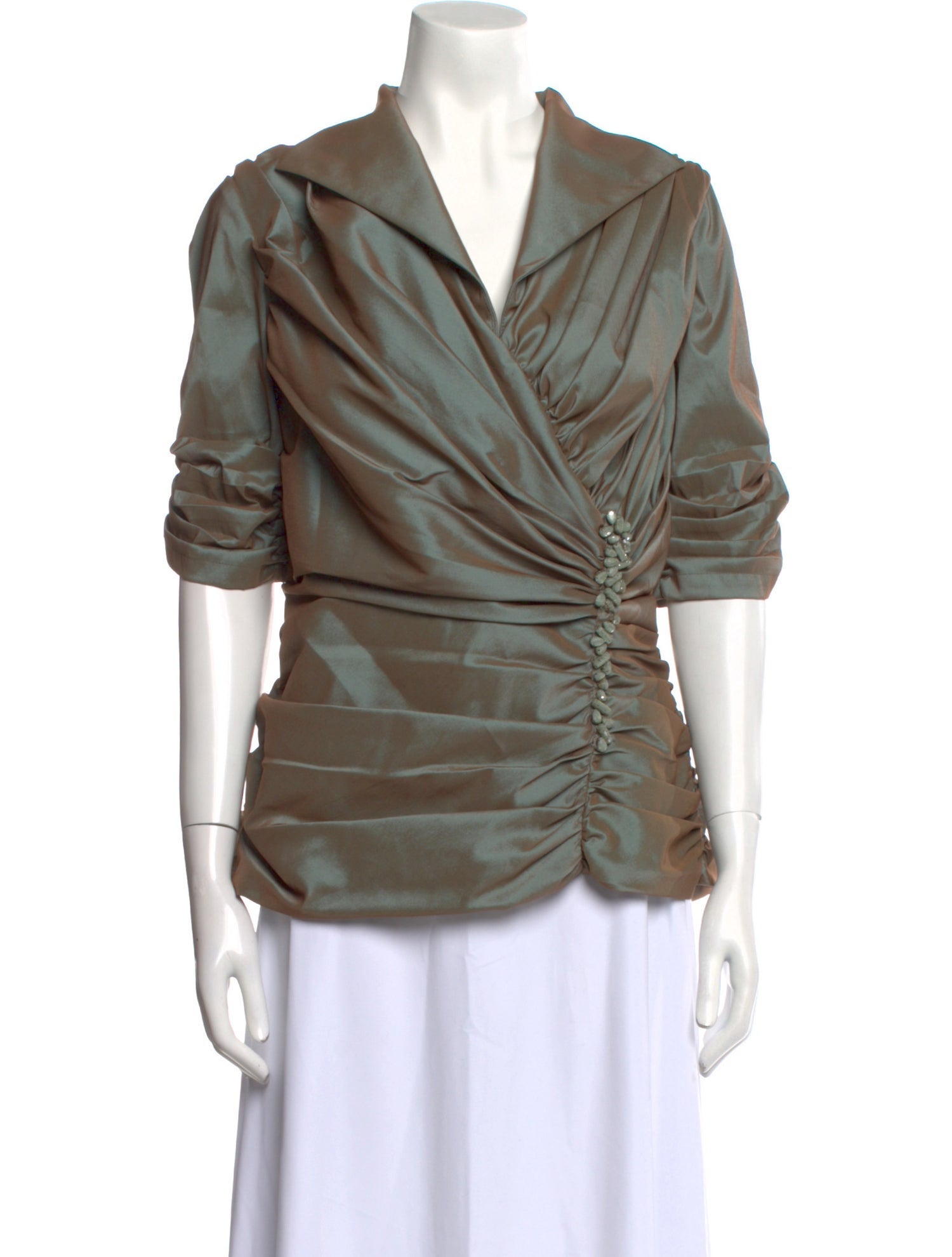 Tadashi Shoji Cowl Neck Three-Quarter Sleeve Blouse