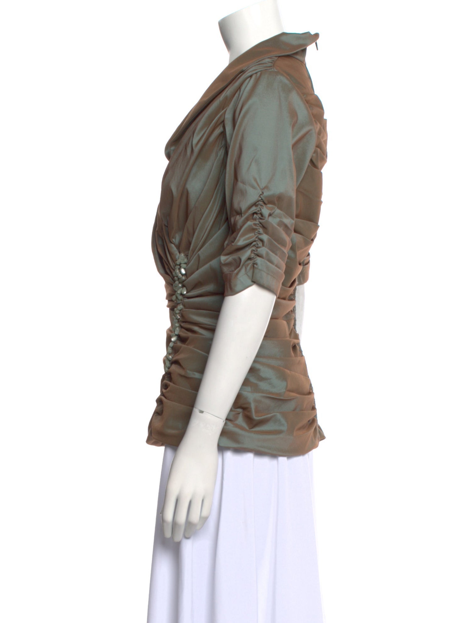 Tadashi Shoji Cowl Neck Three-Quarter Sleeve Blouse