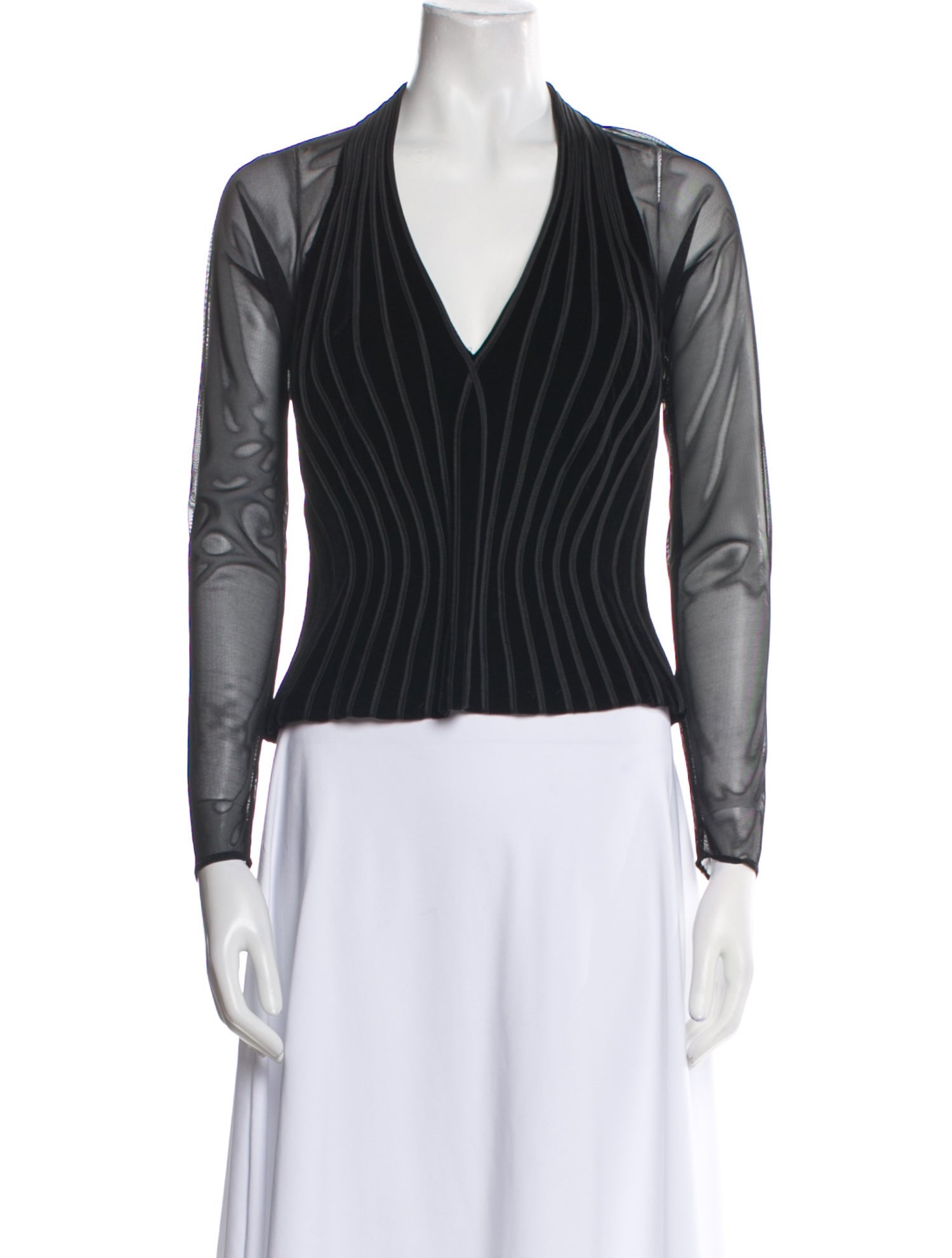 Tadashi Shoji V-Neck Long Sleeve Crop Top