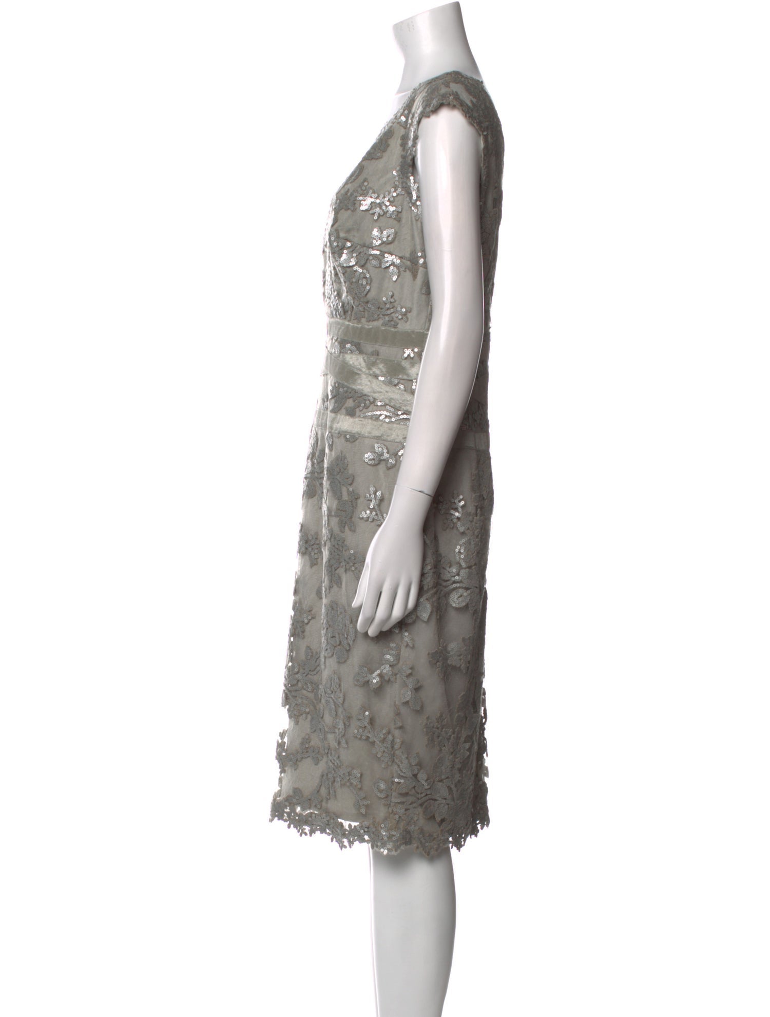 Tadashi Shoji V-Neck Midi Length Dress