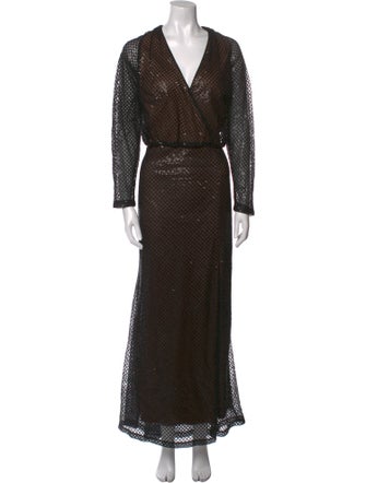 Tadashi Shoji V-Neck Long Dress