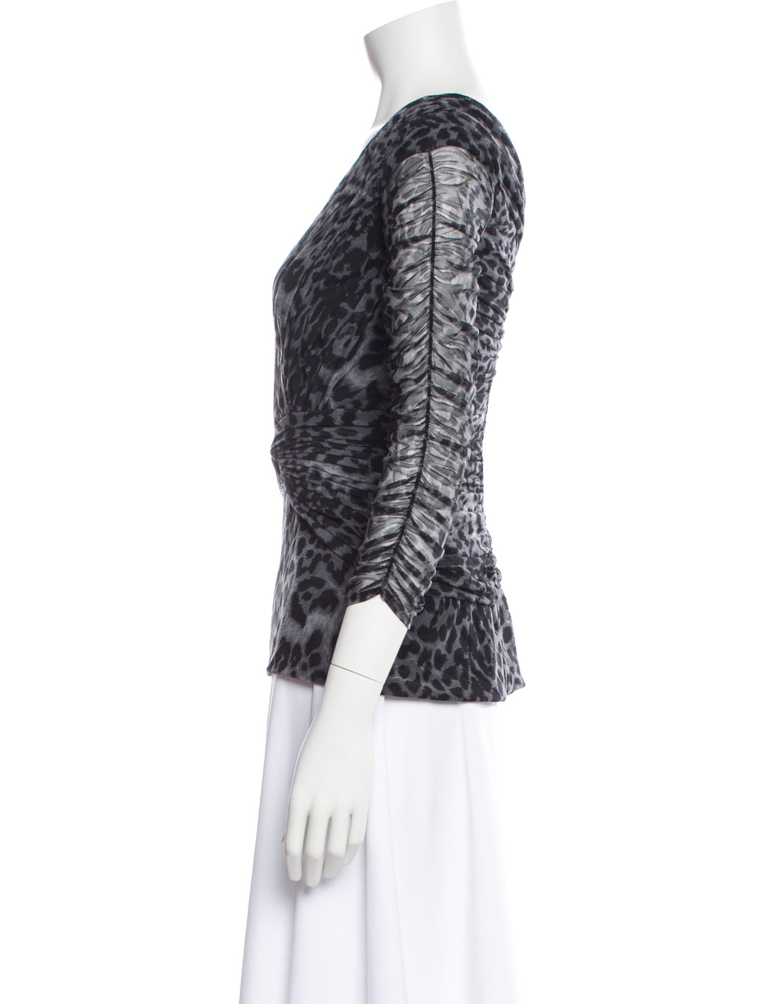 Tadashi Shoji Animal Print V-Neck Top