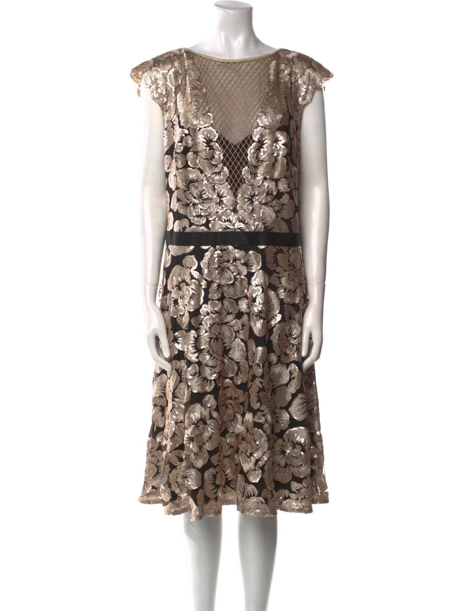 Tadashi Shoji Floral Print Midi Length Dress