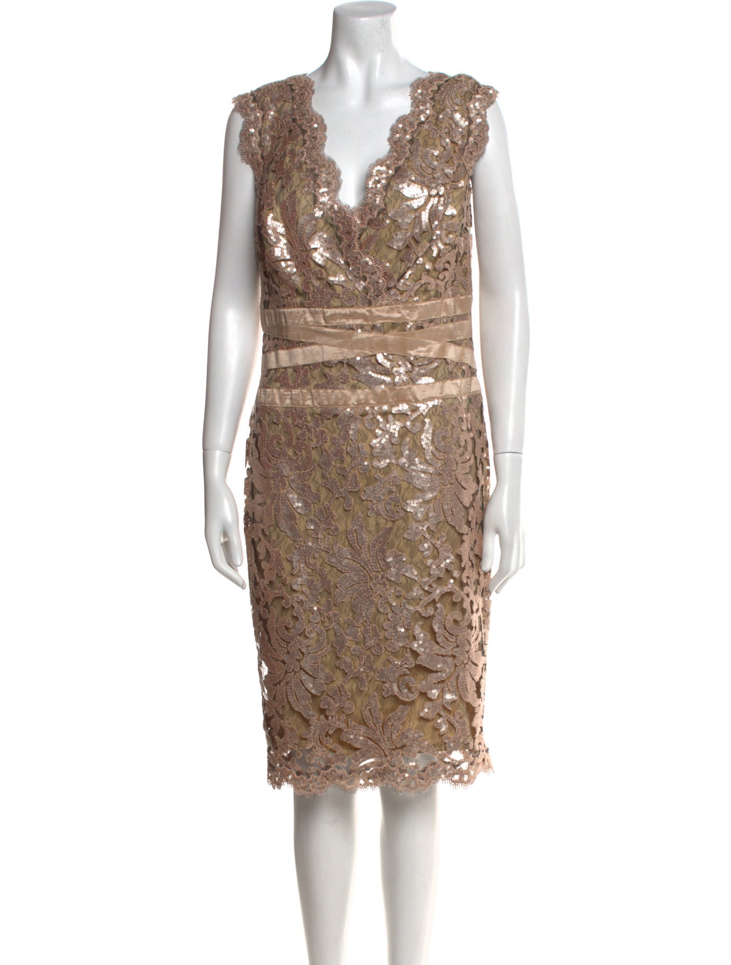 Tadashi Shoji V-Neck Knee-Length Dress