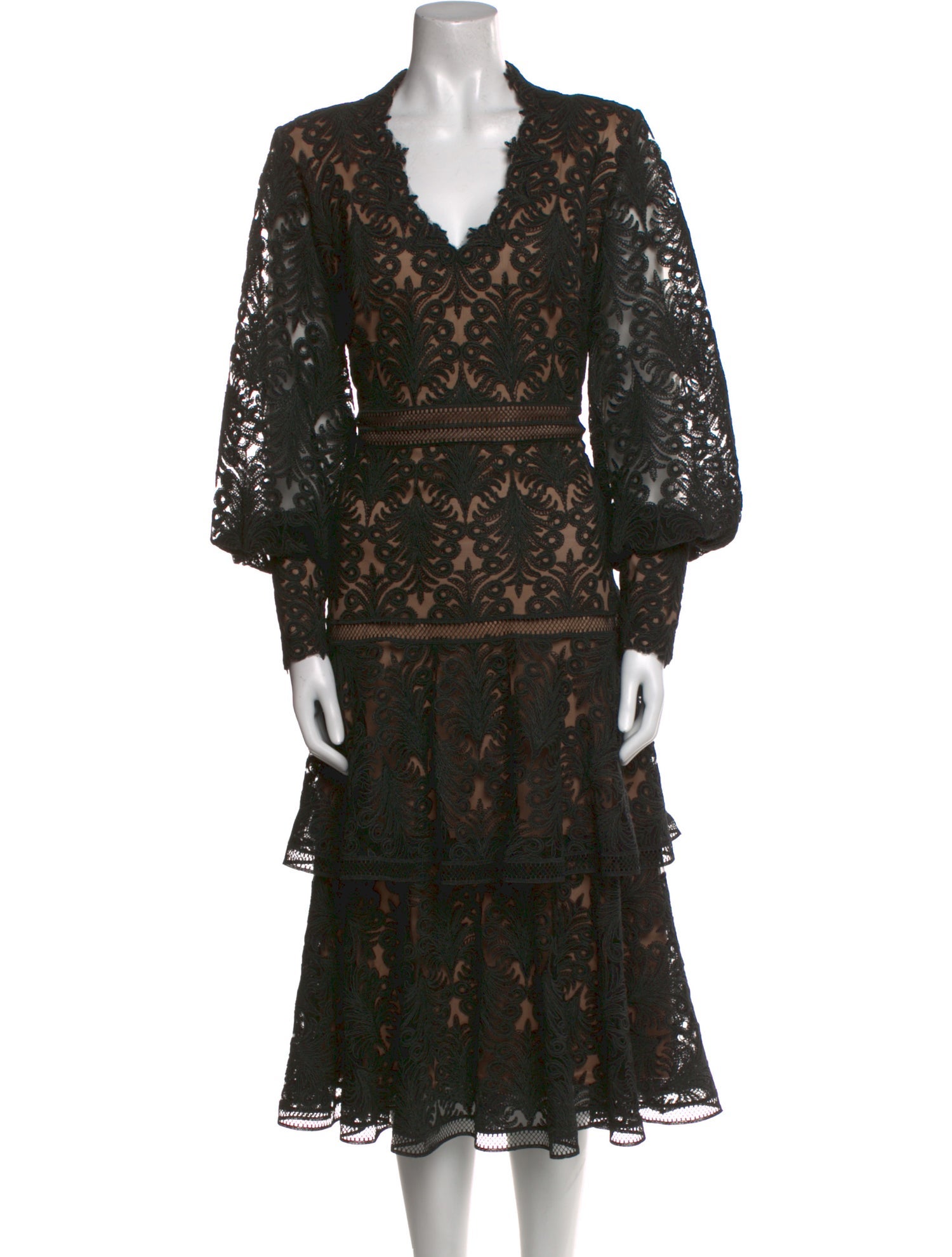 Tadashi Shoji Lace Pattern Midi Length Dress