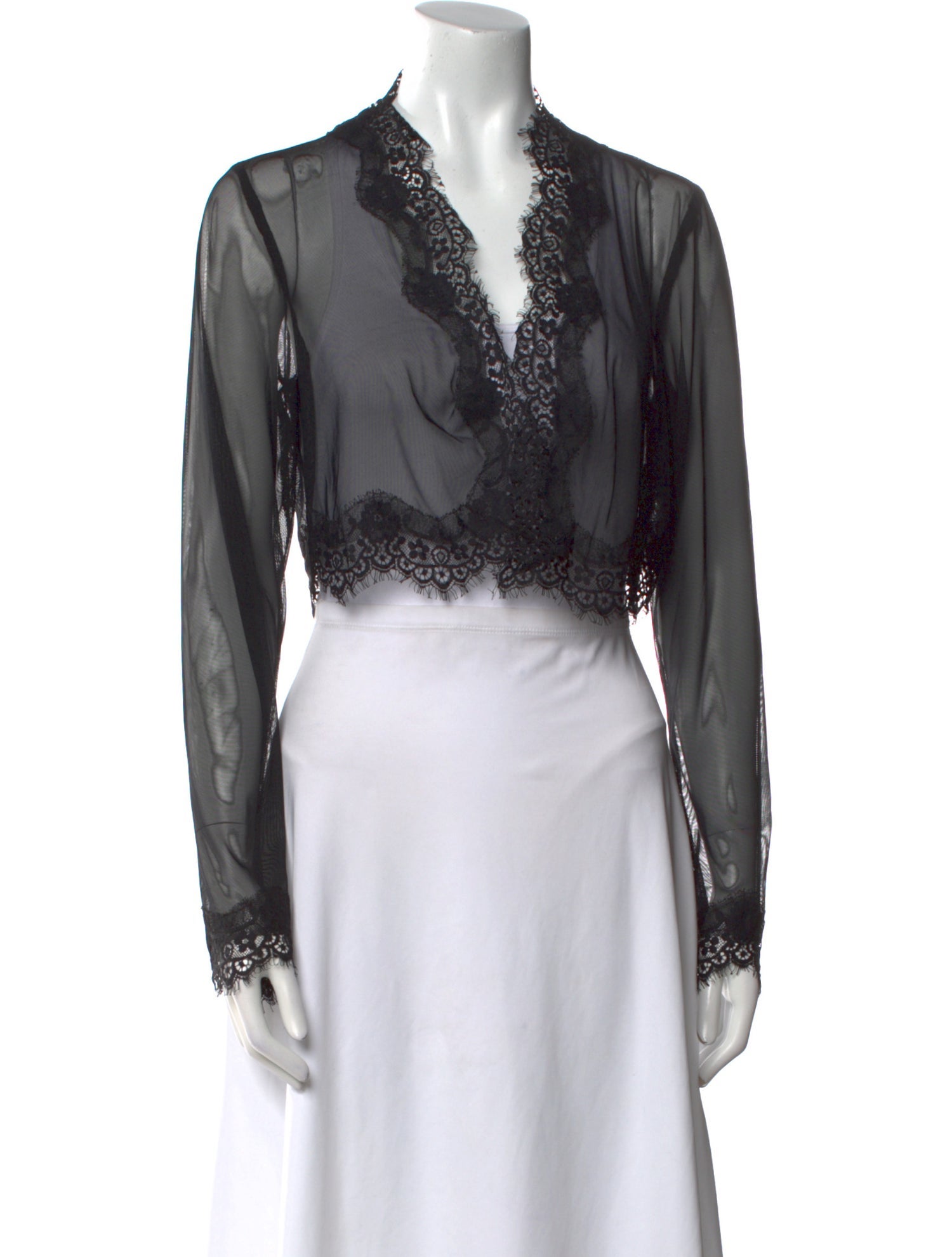 Tadashi Shoji V-Neck Long Sleeve Crop Top