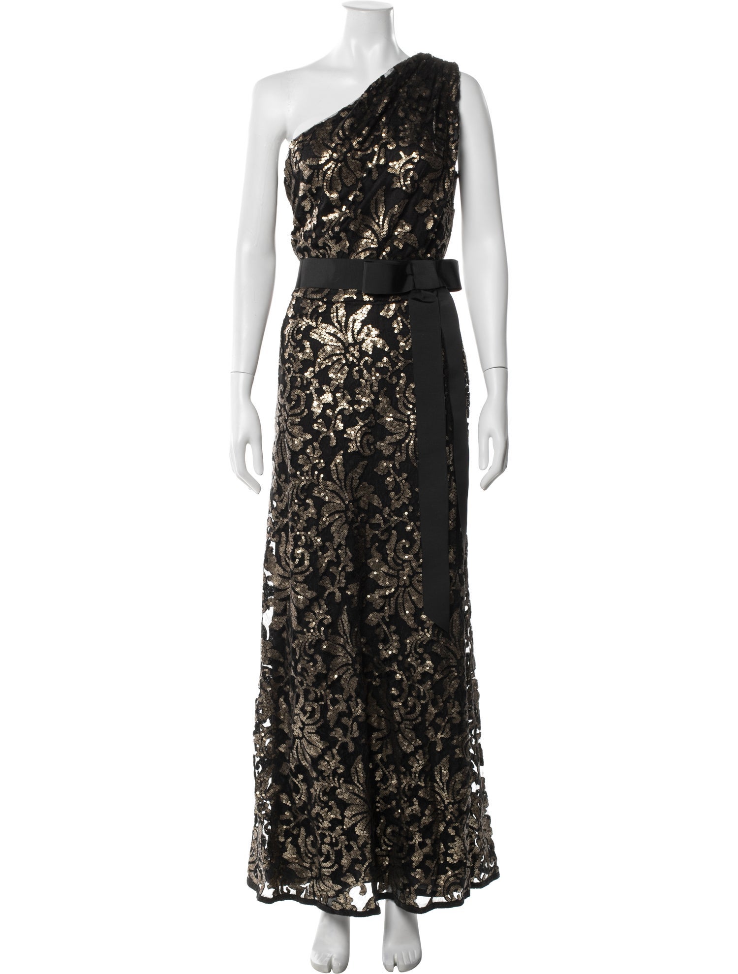 tadashi shoji black lace dress Tadashi Shoji Jasi lace-panel Evening Gown | Black