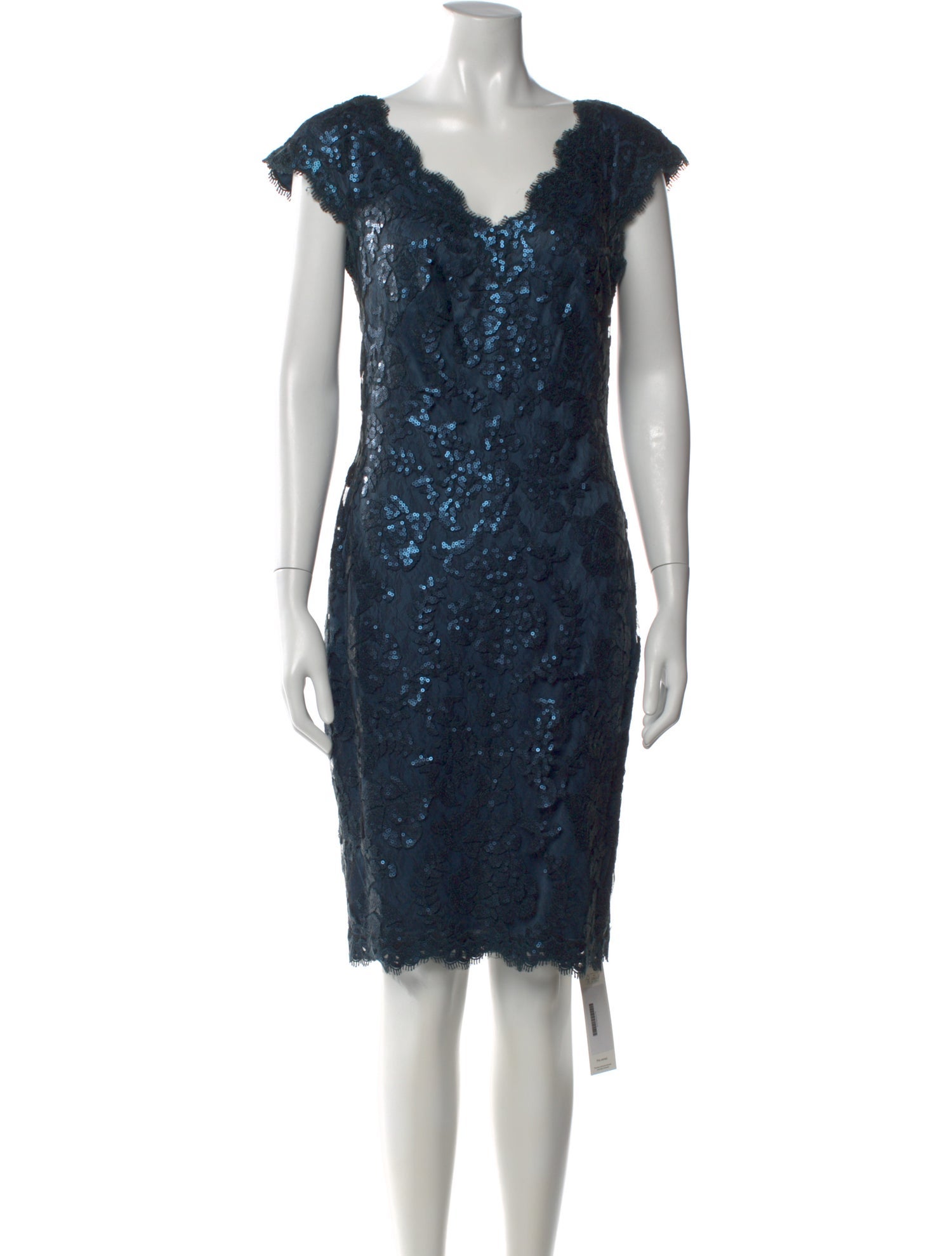 tadashi shoji embroidered lace sheath dress Tadashi Shoji Haltered Bow Neckline Embroidered Lace Long Sheath Dress
