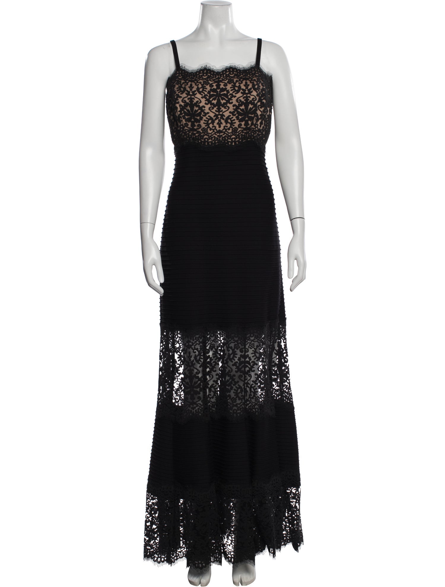 tadashi shoji black and white dress Melara Off-Shoulder Embroidered Crepe Gown