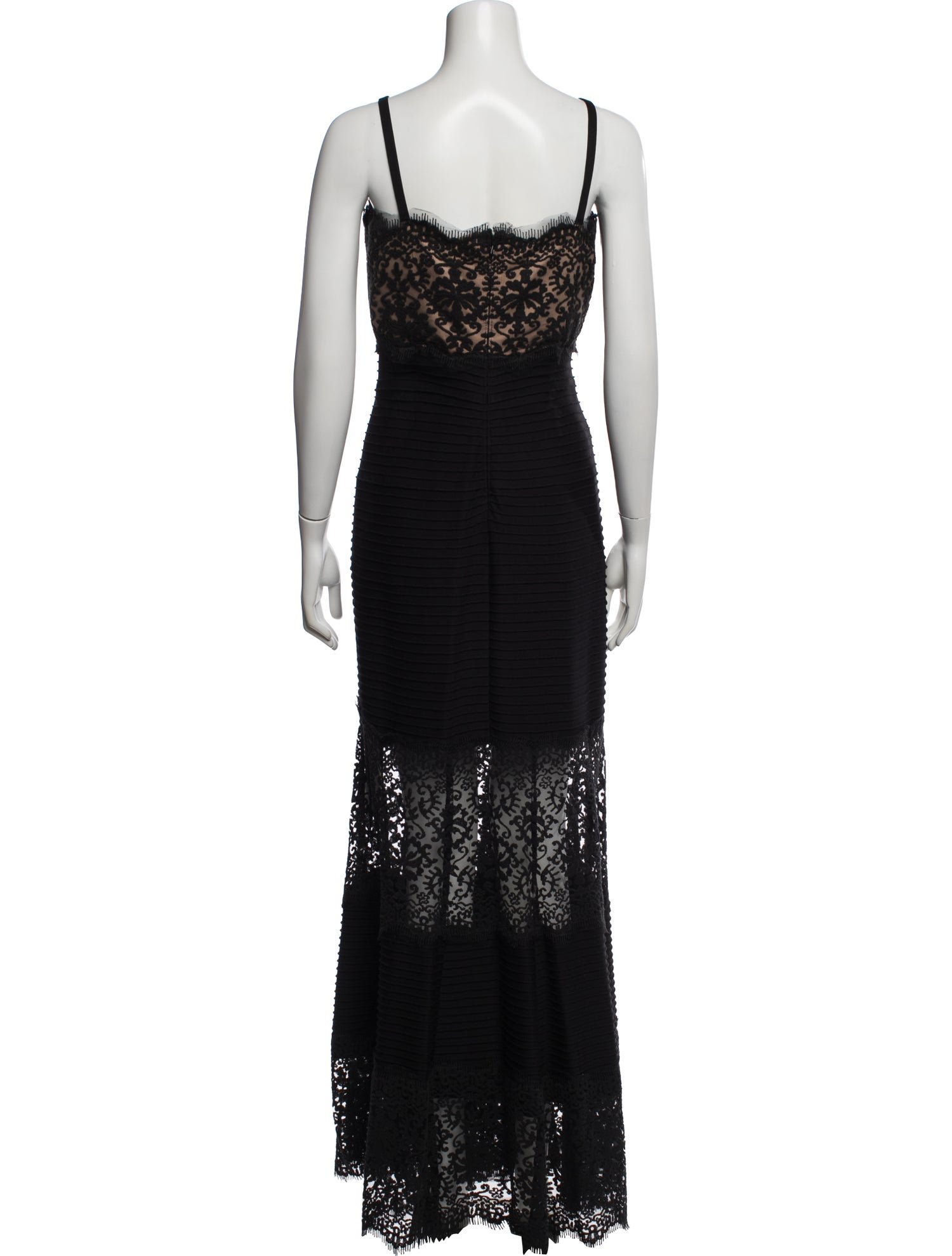 tadashi shoji black and white lace dress Verae Embroidered Bodice Gown