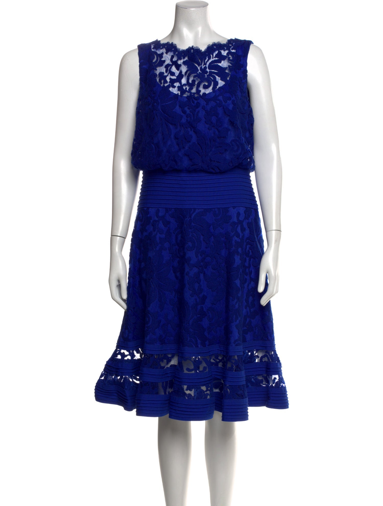 Tadashi Shoji Lace Pattern Midi Length Dress - Blue Dresses, Clothing - WTASH30326