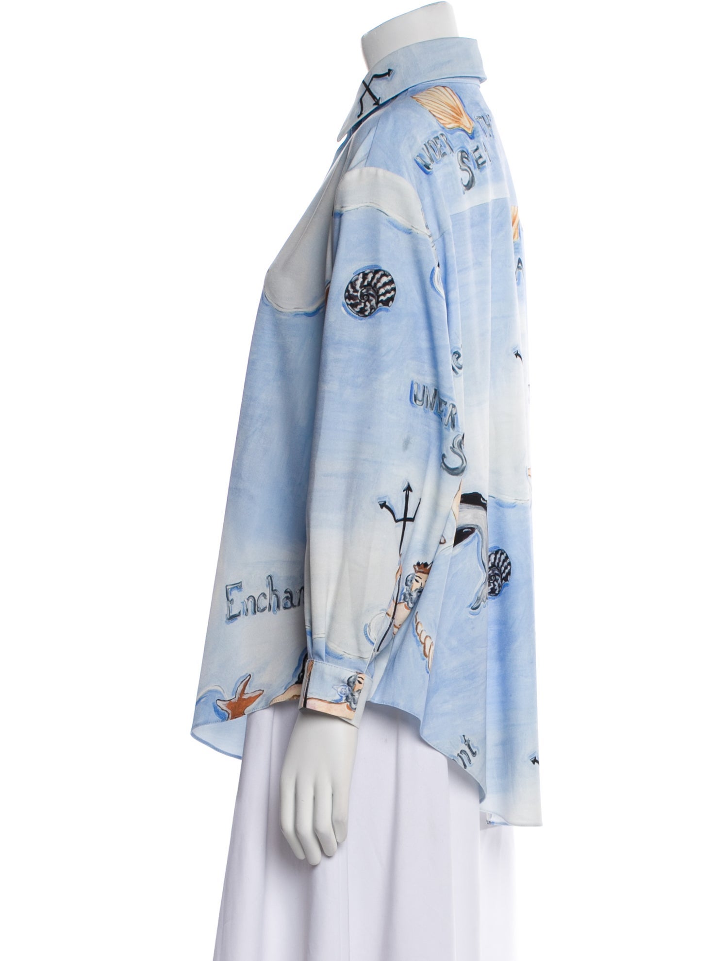 Tata Naka Printed Long Sleeve Button-Up Top w/ Tags