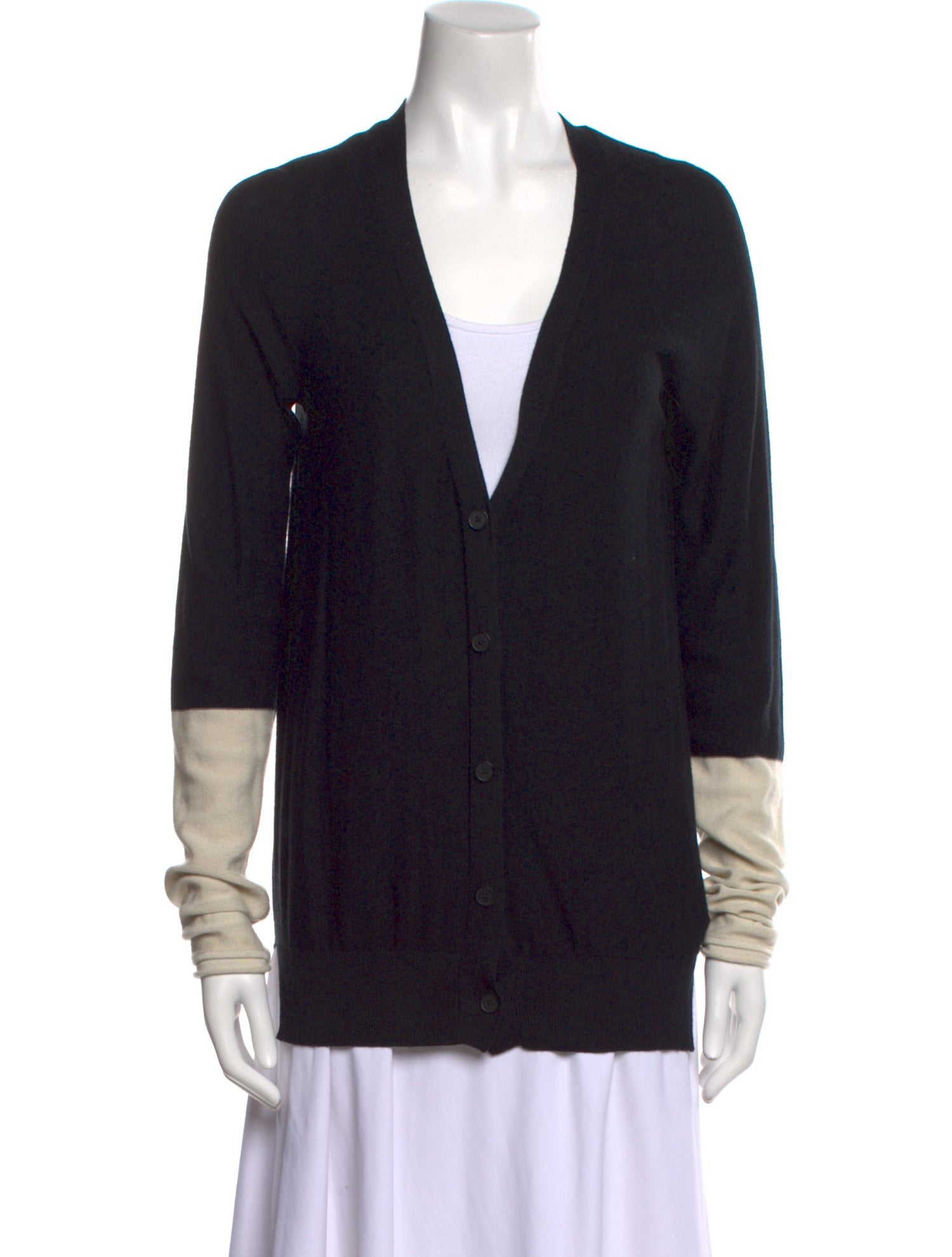 T by Alexander Wang Colorblock Pattern V-Neck Sweater