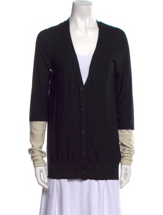 T by Alexander Wang Colorblock Pattern V-Neck Sweater