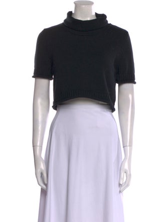 T by Alexander Wang Turtleneck Short Sleeve Crop Top