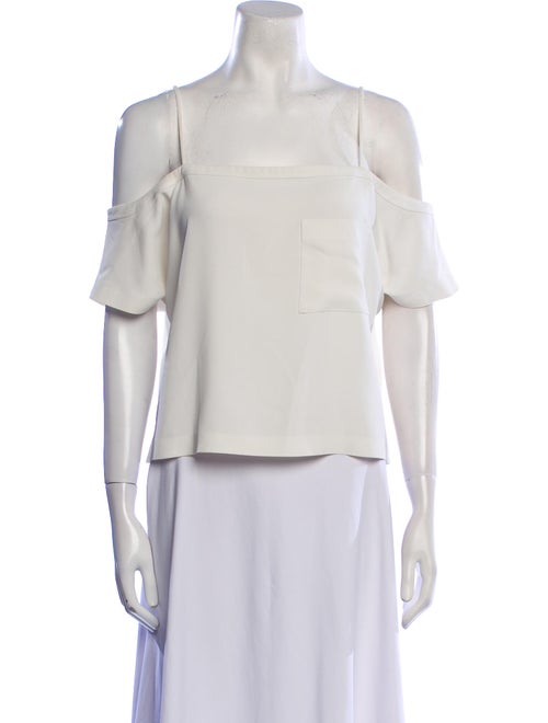 T by Alexander Wang Square Neckline Short Sleeve Blouse