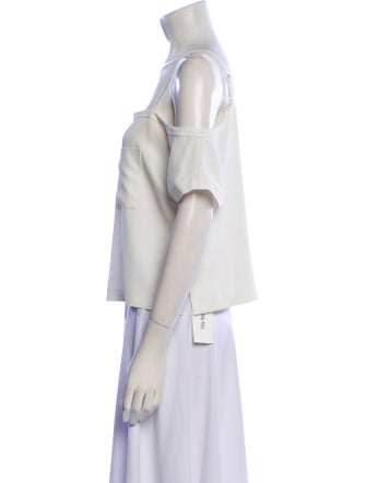 T by Alexander Wang Square Neckline Short Sleeve Blouse