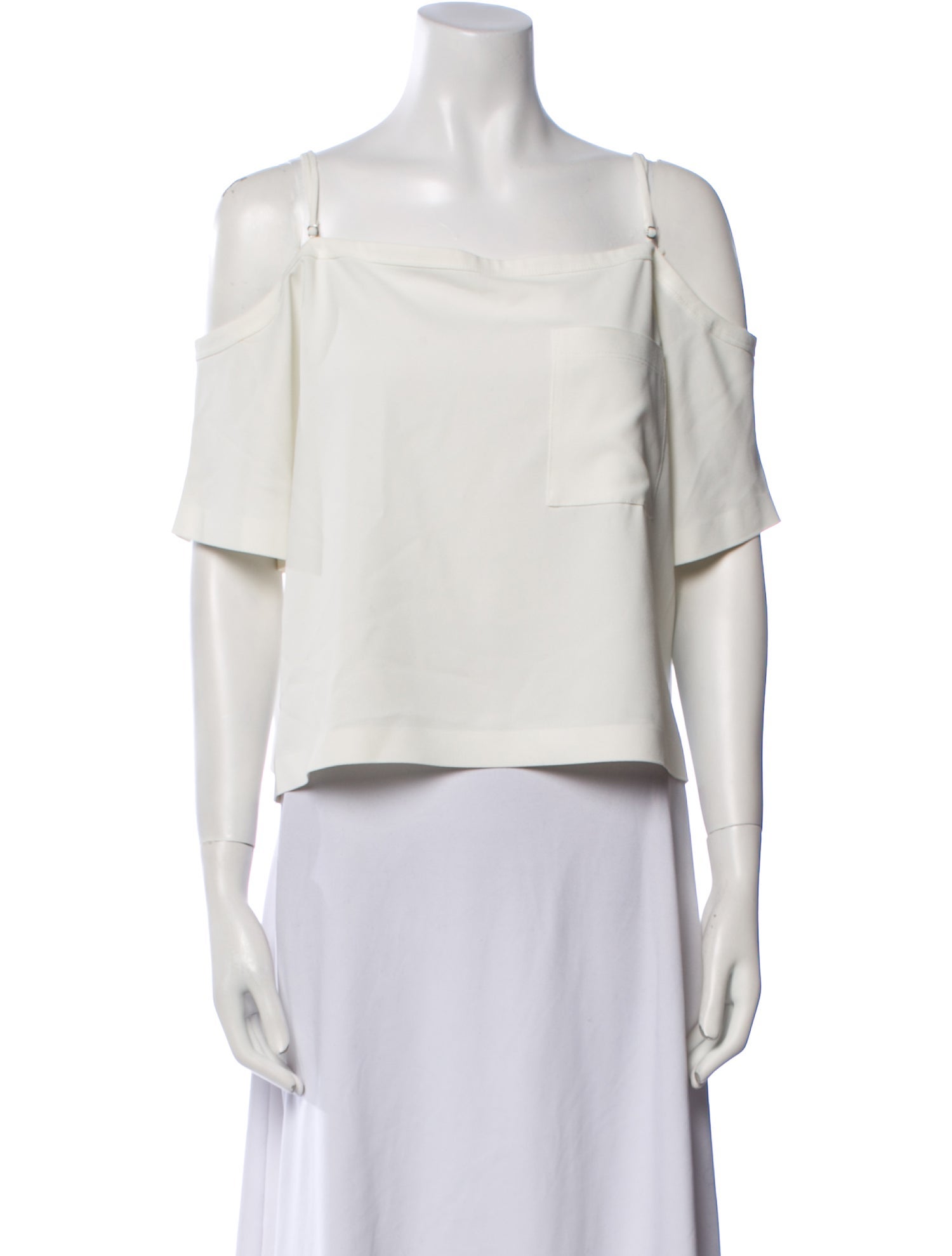 T by Alexander Wang Square Neckline Short Sleeve Crop Top