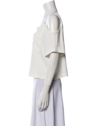 T by Alexander Wang Square Neckline Short Sleeve Crop Top