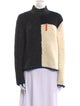 T by Alexander Wang Colorblock Pattern Mock Neck Sweater
