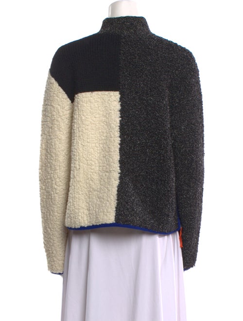 T by Alexander Wang Colorblock Pattern Mock Neck Sweater