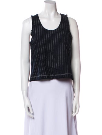 T by Alexander Wang Striped Scoop Neck Crop Top