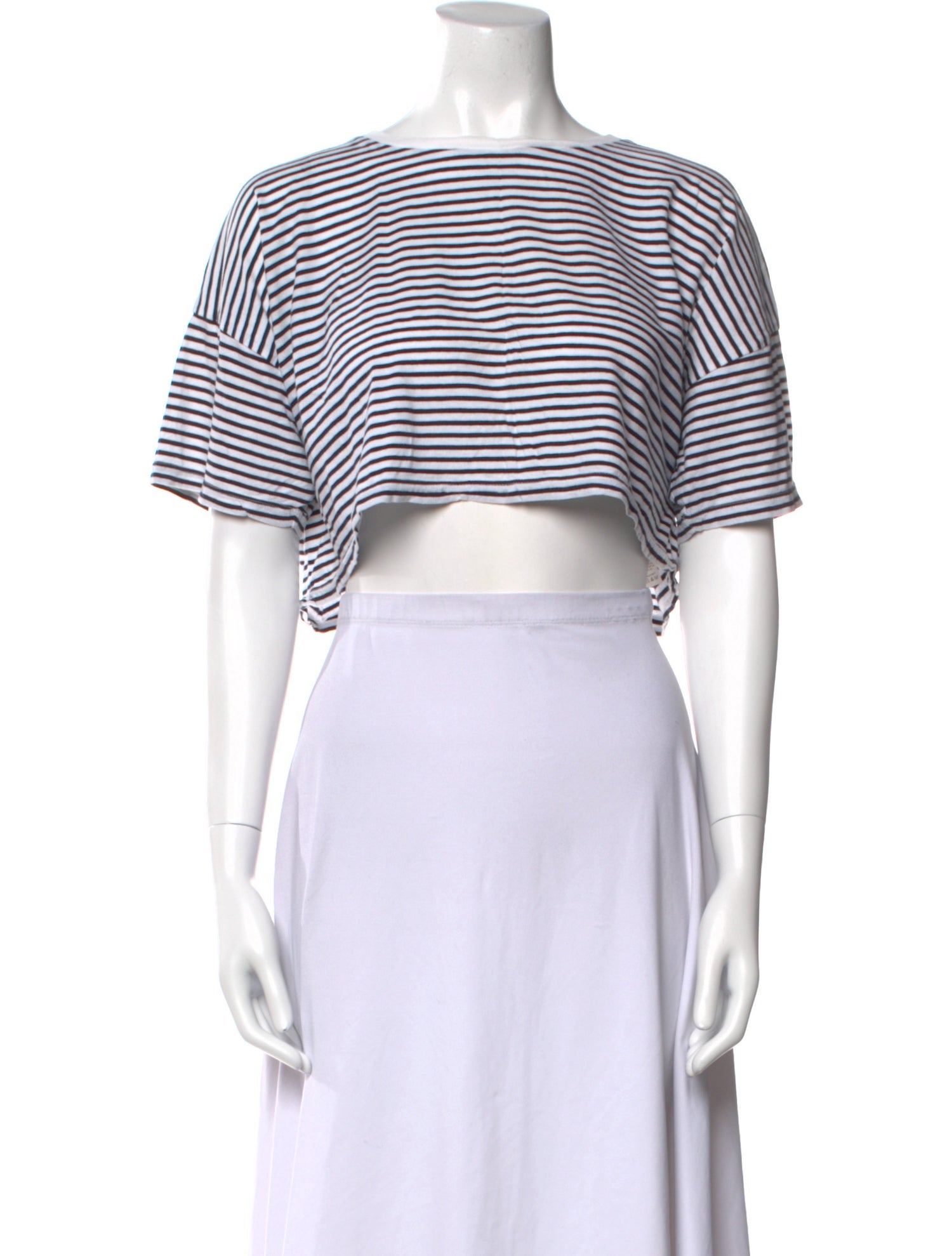 T by Alexander Wang Striped Scoop Neck Crop Top