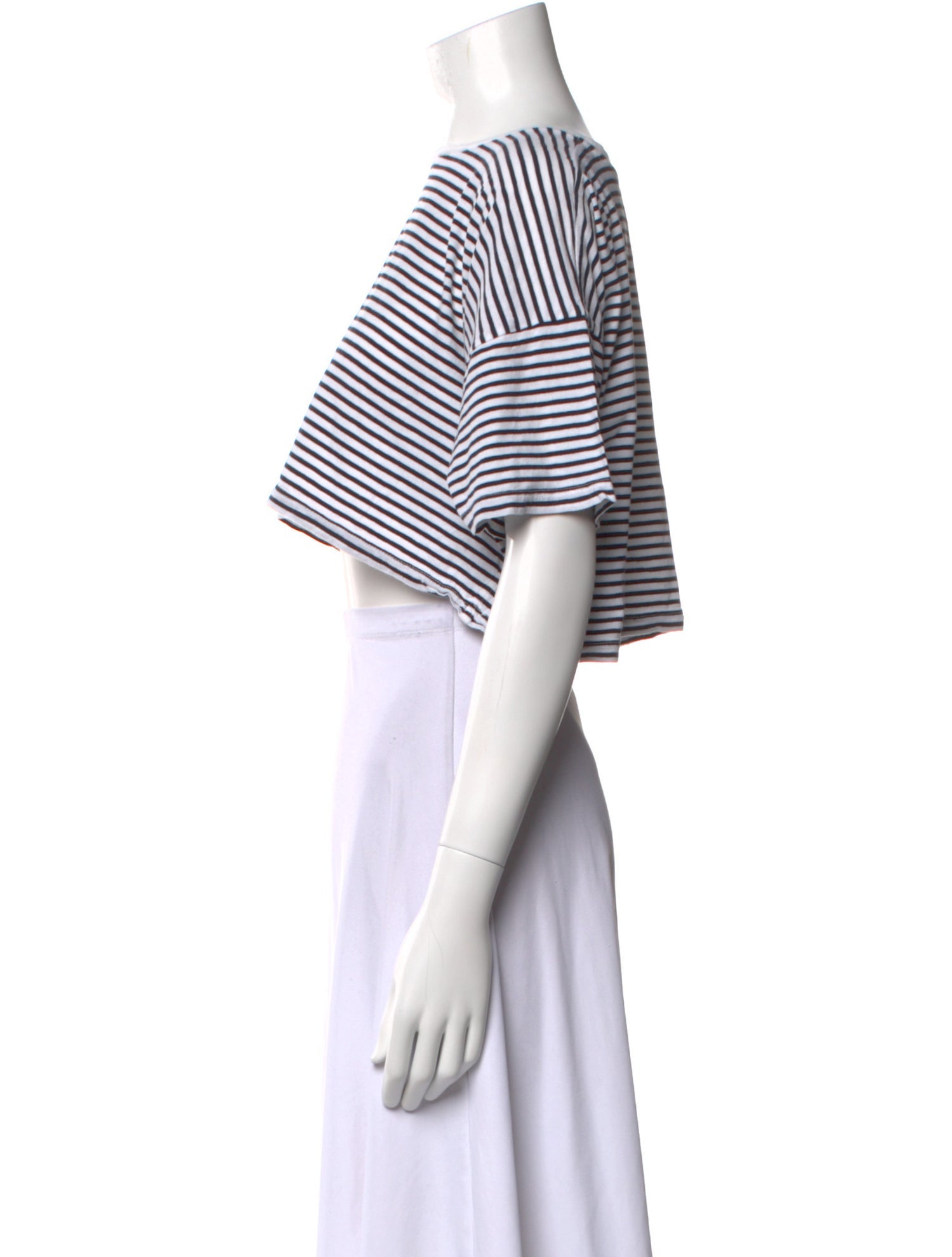 T by Alexander Wang Striped Scoop Neck Crop Top