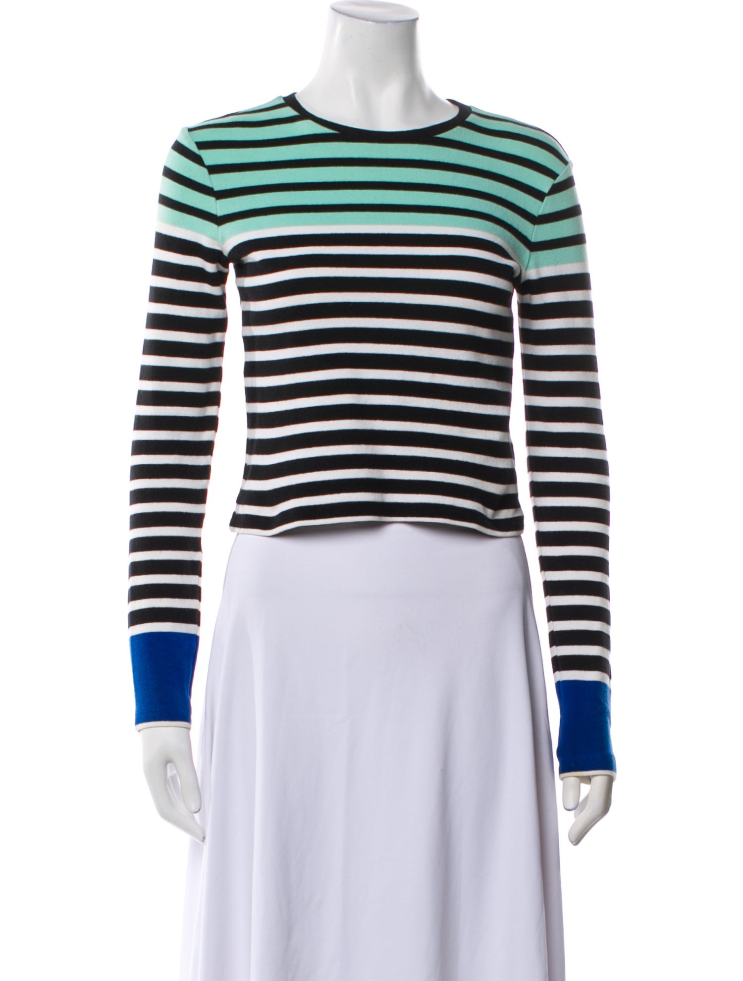 T by Alexander Wang Striped Crew Neck Crop Top