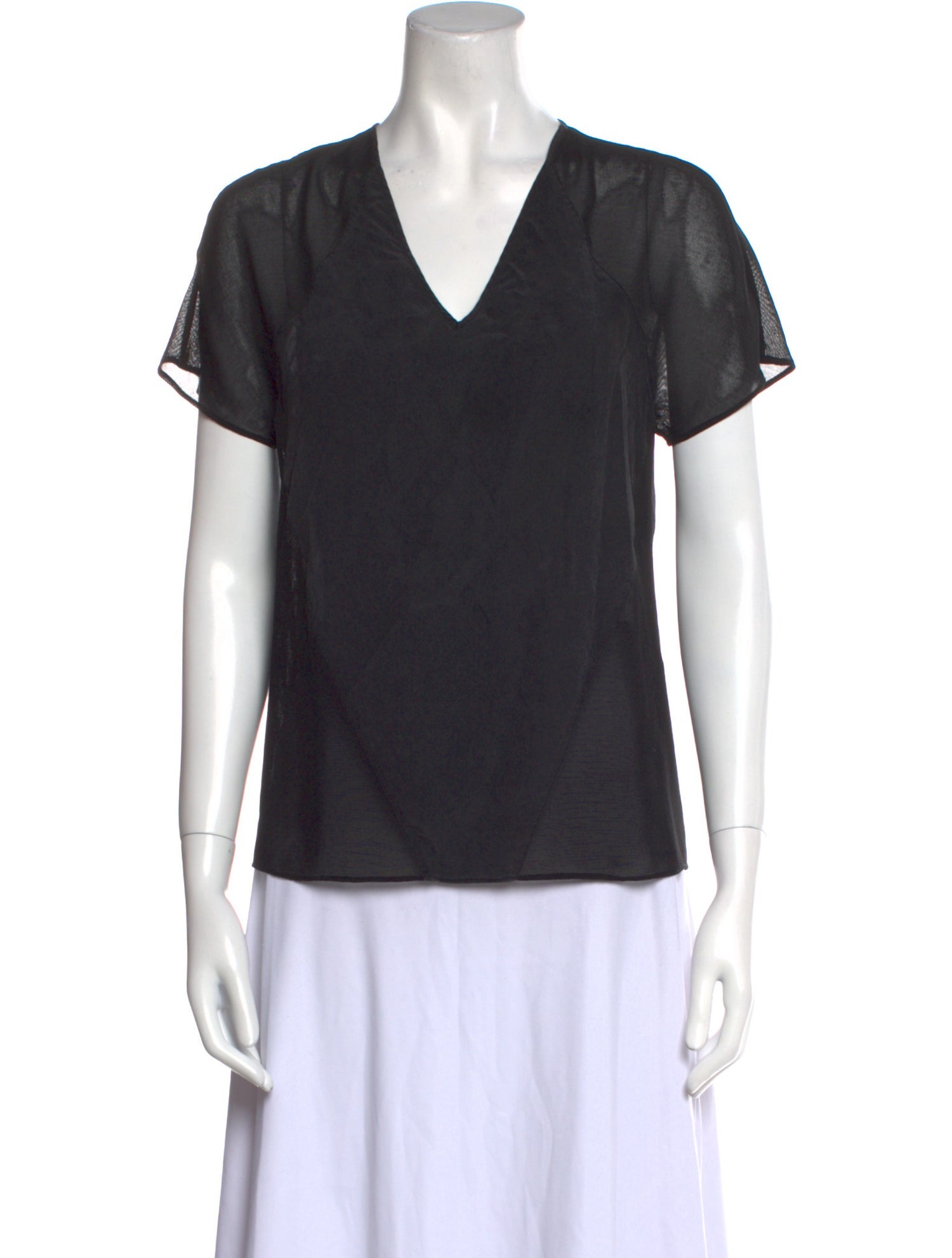 T by Alexander Wang Silk V-Neck T-Shirt