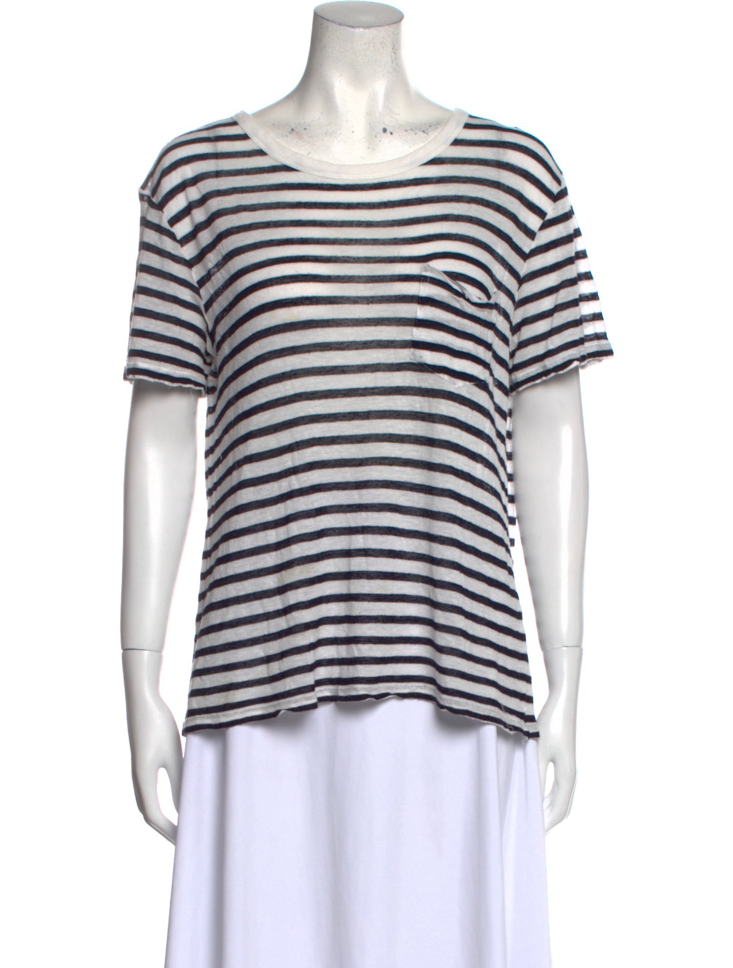 T by Alexander Wang Striped Scoop Neck T-Shirt