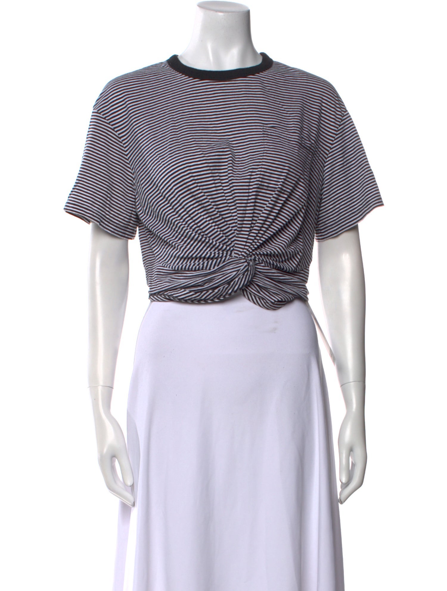 T by Alexander Wang Striped Crew Neck Crop Top