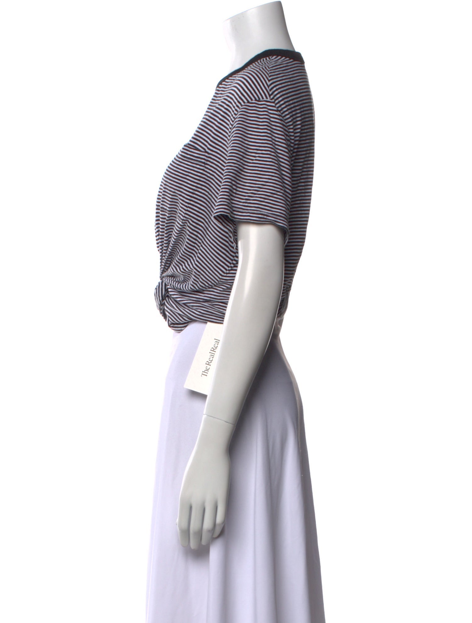 T by Alexander Wang Striped Crew Neck Crop Top