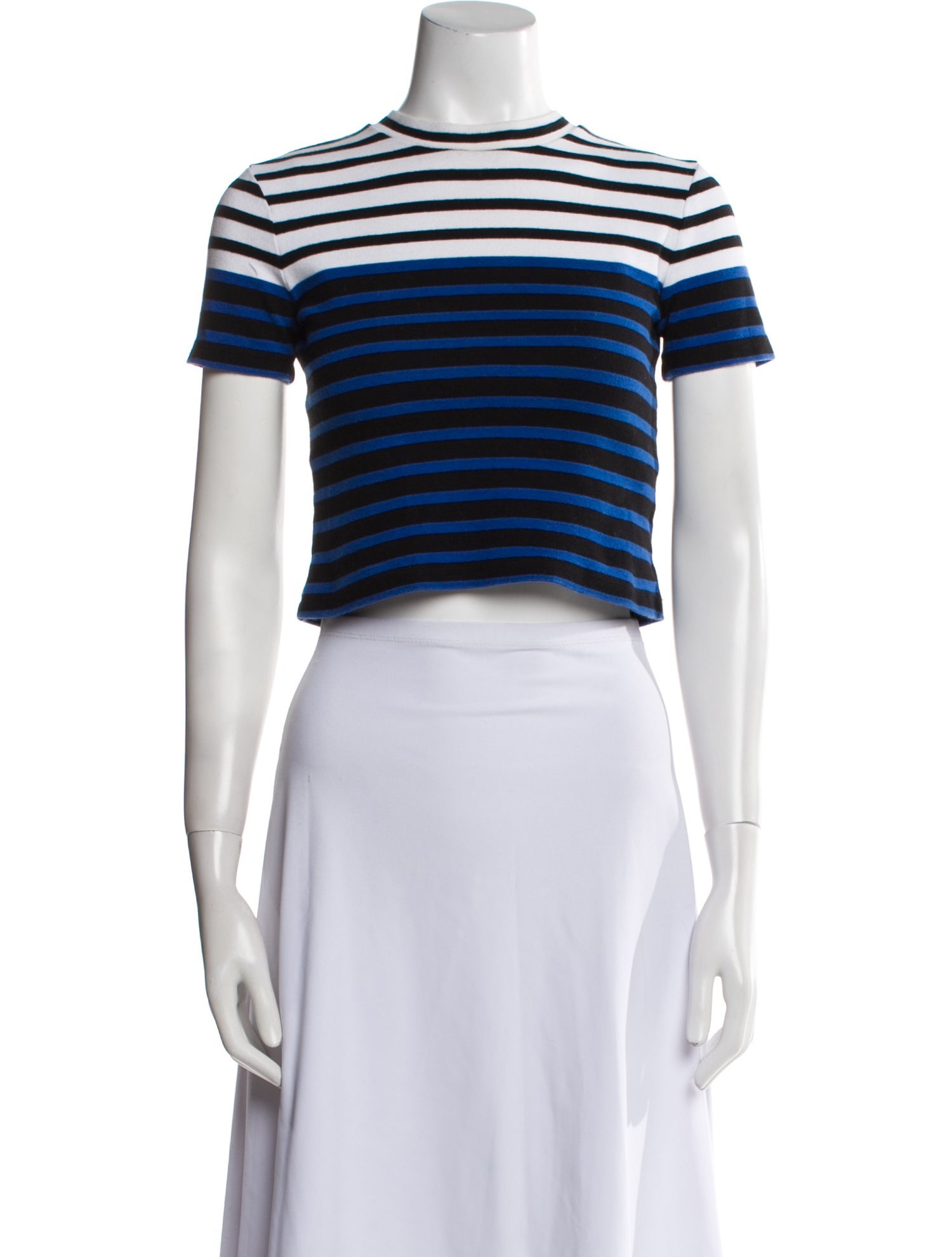 T by Alexander Wang Striped Crew Neck Crop Top