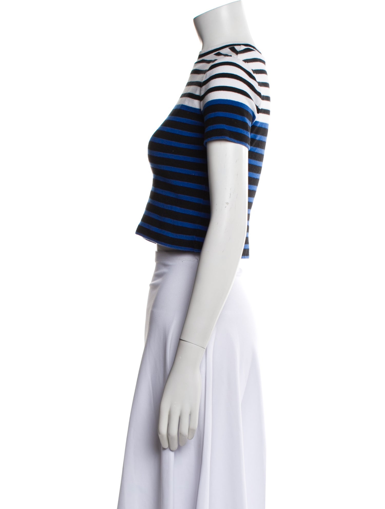 T by Alexander Wang Striped Crew Neck Crop Top